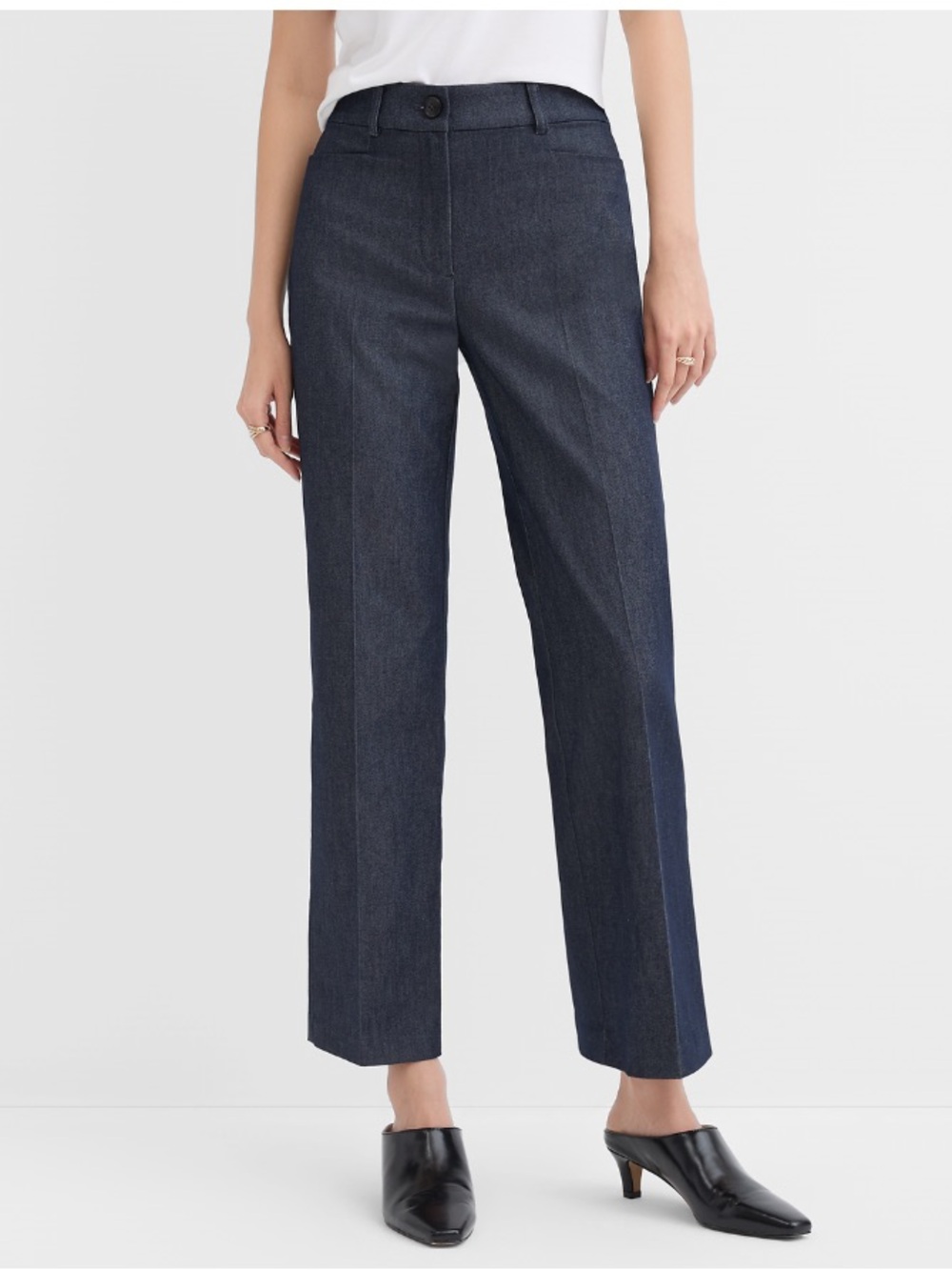 NWT Ann Taylor LOFT Curvy Parker Straight Pant Refined Denim Trouser Blue 10